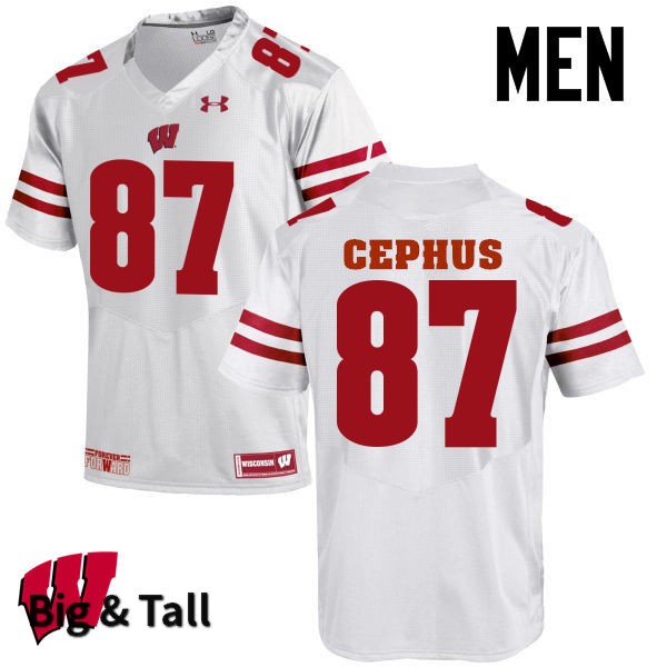 Wisconsin Badgers Men's #87 Quintez Cephus NCAA Under Armour Authentic White Big & Tall College Stitched Football Jersey PN40B56QO